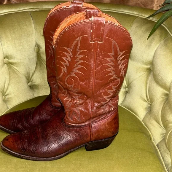 Nocona Men’s 12D Brown Leather Cowboy Western Boots USA Made - Picture 5 of 10